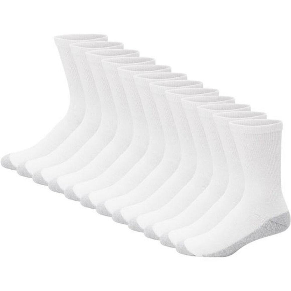 Hanes Mens Crew Socks 12 Pack Cushioned Double Tough Odor Moisture Wicking